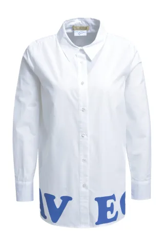 Smith&Soul - Shirt Collar Blouse with wording at hem - Gr. - XL