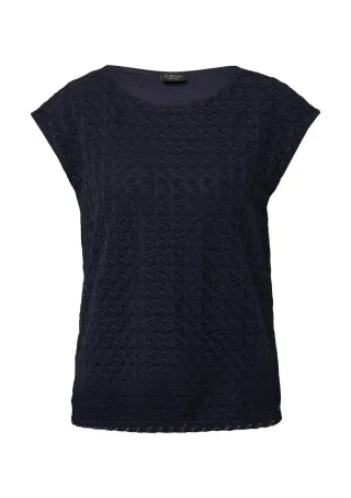 s.Oliver BLACK LABEL - Ärmelloses T-Shirt mit U-Boot-Ausschnitt blau - Gr. - 40