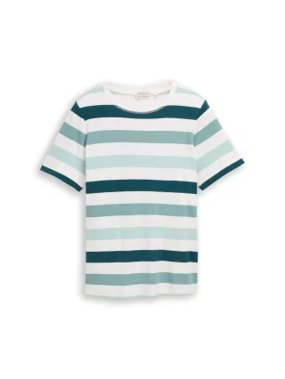 Tom Tailor - Plus Size - T-Shirt aus Baumwolle white mint bold stripe - Gr. - 46