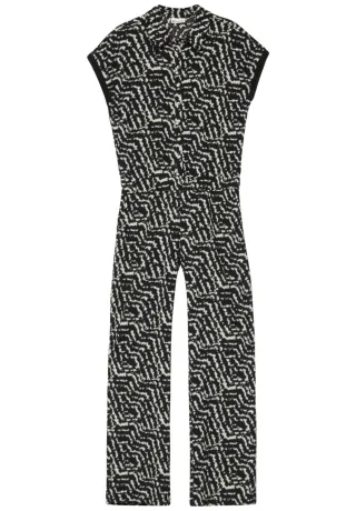 Street One - Gemusterter Jumpsuit schwarz - Gr. - 34/30