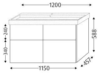 Sanipa Waschtischunterbau mit Auszügen 3way (BP516) 588x1150x457 Taupe-Matt, BP5161T BP5161T