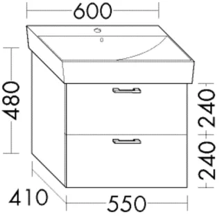 Burgbad Waschtischunterschrank zu Keramik-Waschtisch Sys30 PG1 Aqua 480x550x410 Marone Dekor Trüffel WVNT055F1718