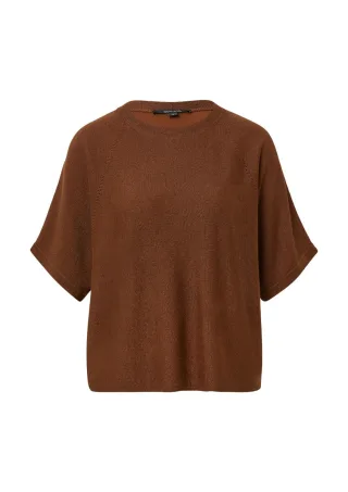 comma - Kurzärmeliger Feinstrick-Pullover braun - Gr. - S