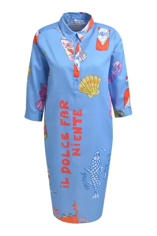 Milano Italy - shirtdress 3/4 sleeve ocean print - Gr. - 40