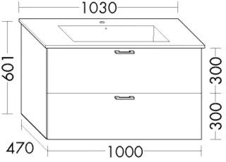 Burgbad Waschtischunterschrank Sys30 PG4 Sana 601x1000x480 Sand Hochglanz, WVFH100F3360 WVFH100F3360