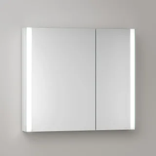 KEUCO Royal Atlas LED Spiegelschrank 80 x 71 x 12,7 cm mit 2 Türen, asymmetrisch, Aufputz 211201450028