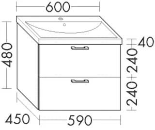 Burgbad Waschtischunterschrank Sys30 PG2 Echo 480x590x450 Eiche Dekor Urban, WVAJ059F5329 WVAJ059F5329