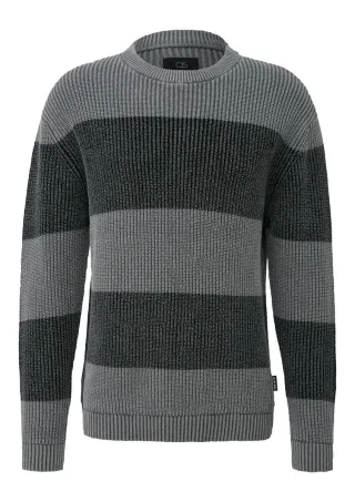 Q/S designed by - Strickpullover mit Streifen grau - Gr. - L