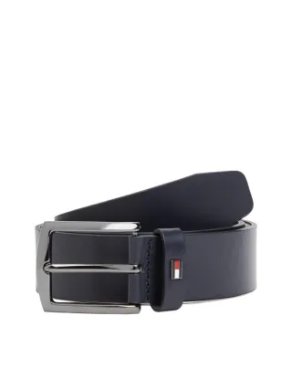 Tommy Hilfiger - Denton Ledergürtel mit Flag aus Emaille blau - Gr. - 110
