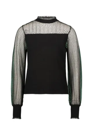 zero - Pullover mit transparenten Ärmeln schwarz - Gr. - 34