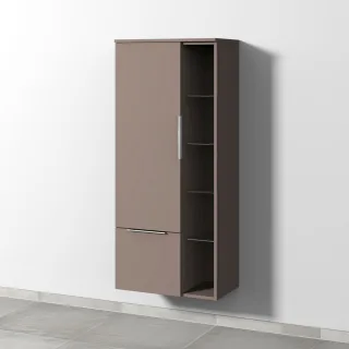 Sanipa 3way Stauraumschrank mit 1 Tür, 1 Auszug und offenen Fächern, Taupe-Matt UP1821T