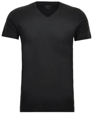 RAGMAN - 2 T-Shirt Doppelpack Bodyfit mit V-Ausschnitt schwarz - Gr. - 3XL