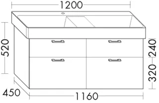 Burgbad Waschtischunterschrank Sys30 PG4 Sana 520x1160x450 Eiche Weiß, WWLR116F3675 WWLR116F3675