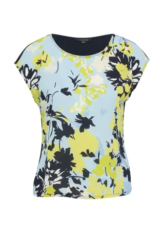 comma - T-Shirt blau|gelb - Gr. - 42