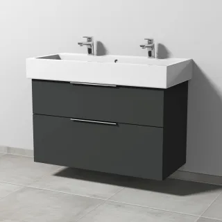 Sanipa 3way Waschtischunterbau zu Duravit Vero Waschtisch mit 2 Auszügen, Graphit-Matt UP7191B