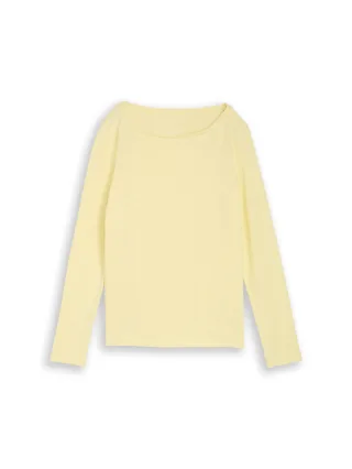 Tom Tailor - Basic Langarmshirt aus Baumwolle soft lemon - Gr. - L