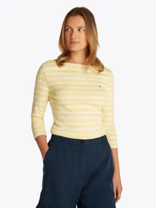 Tommy Hilfiger 3/4-Arm-Shirt "NEW CODY BOAT-NECK" Baumwolle, U-Boot-Ausschnitt, Slim Fit