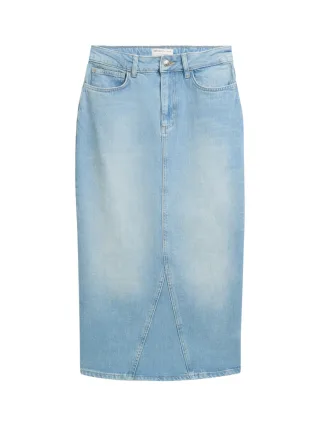 TOM TAILOR Denim - Midi Jeansrock mit recycelter Baumwolle blau - Gr. - S