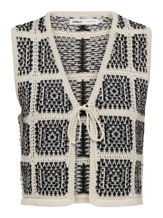 ONLY - ONLLOA SL STRING CROCHET VEST KNT Birch - Gr. - XL
