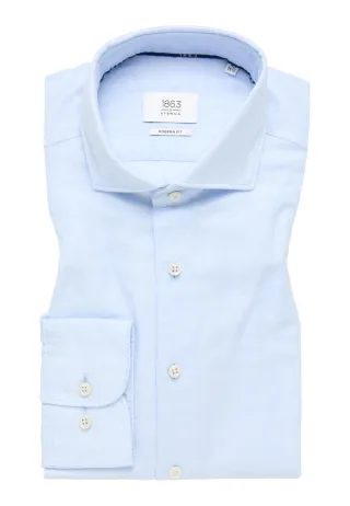 ETERNA - Modern Fit: Leinenhemd blau - Gr. - 41
