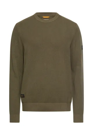 camel active - Strickpullover mit Rundhalsausschnitt deep olive - Gr. - XL