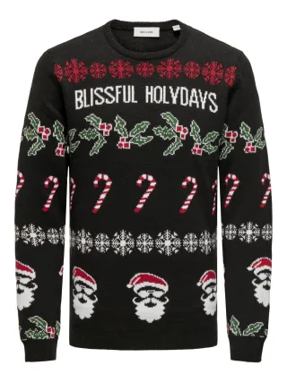 only & sons - X-mas Pullover - Onsxmas schwarz - Gr. - S
