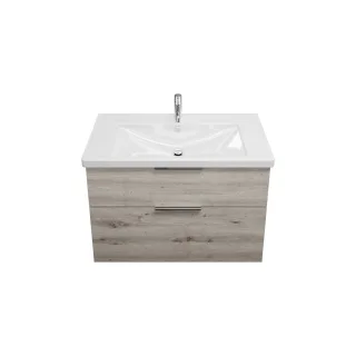Burgbad Keramik Waschtisch-Set Eqio Eiche Dekor Silber/Alpinweiss, SEYQ093F6015C0001 SEYQ093F6015C0001