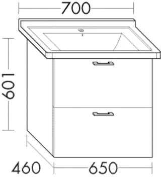 Burgbad Waschtischunterschrank zu Keramik Sys30 PG3 Diago 601x650x460 Weiß Hochglanz, WVWO065F1507 WVWO065F1507