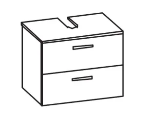 Artiqua 400 Universalwaschtischunterschrank, Weiß Hochglanz, 400-WB2L-1-75-7016-68 400-WB2L-1-75-7016-68