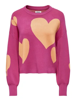 ONLY - ONLMONTANA LS JQ O-NECK CC KNT Pink Yarrow - Gr. - M