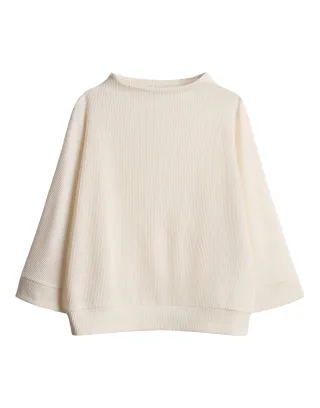 Opus - Loose Jerseyshirt mit feiner Rippstruktur - Sagida beige - Gr. - 36
