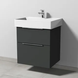Sanipa 3way Waschtischunterbau zu Duravit Dura Square Waschtisch mit 2 Auszügen, Graphit-Matt UP4261B
