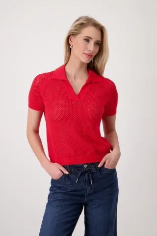 monari - Ajour-Poloshirt red - Gr. - 44