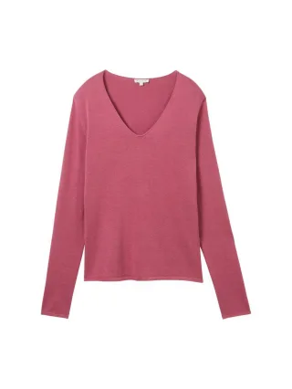 Tom Tailor - Pullover mit V-Ausschnitt pink - Gr. - L