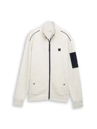 Tom Tailor - Sweatjacke mit Ärmeltasche soft buttercream melange - Gr. - L