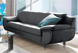TRENDMANUFAKTUR 3-Sitzer "Rondo, Breite 207 cm, breite Armlehnen, Füße schwarz" Big-Sofa wahlweise mit Federkern, in verschiedenen Bezügen bestellbar