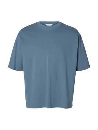 SELECTED MEN - SLMRELAXASPEN 2-PLY SS O-NECK NOOS Blue Mirage - Gr. - XXL