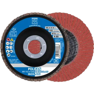 PFERD TOOLS POLIFAN Fächerscheibe PFF flach A-COOL SG INOX+ALU Edelstahl/Alu - 67658115