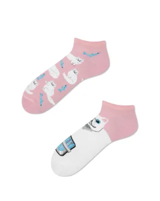 many mornings - Socken - White Cat pink/weiß - Gr. - 39-42