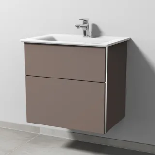 Sanipa 3way Waschtischunterbau zu Ideal Standard Connect Air Waschtisch mit 2 Auszügen, Taupe-Matt BP6411T