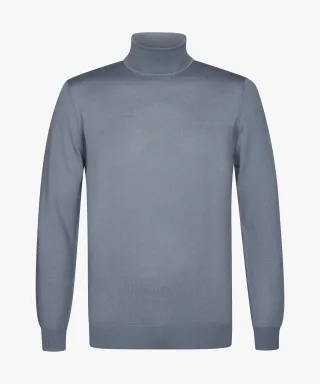 Profuomo - Blauer Merino Rollkragenpullover blau - Gr. - XXL