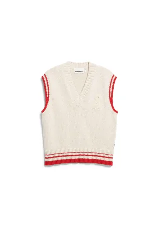 Armedangels - ICONIC Å COLLEGE KNIT VEST oatmilk-mars red - Gr. - XS
