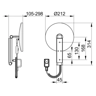 KEUCO iLook_move Wandkosmetikspiegel mit LED-Beleuchtung, Kabelschalter und Vergrößerungsfaktor x5,  17612019001
