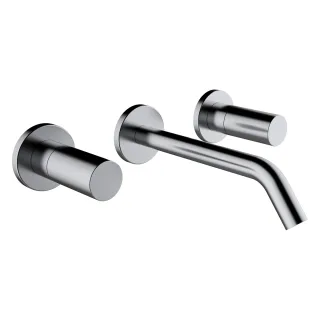 LAUFEN 3-Loch Waschtischmischer Unterputz Kartell LAUFEN Festauslauf Ausladung 175 mm PVD Edelstahl  H3123360901201