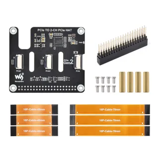 2-Ch PCIe FFC Adapter Board For Raspberry Pi 5 Expands 2-Ch PCIe FFC Connectors Supports Stacking Multiple PCIe HATs Ras