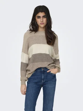 ONLY - ONLATIA L/S STRIPE PULLOV KNT NOOS Feather Gray - Gr. - S