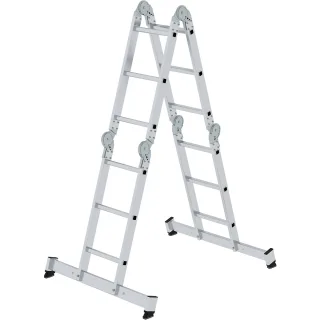 Munk Vielzweckleiter 4-teilig mit nivello®-Traverse und Holzbelag - 031322
