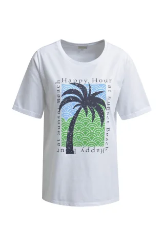 Milano Italy - T-Shirt w roundneck + turn up at sleeve white - Gr. - S