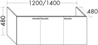 Burgbad Waschtischunterschrank Sys30 PG4 Sana 480x1200x480 Eiche Schwarz, WUYG120LF3449 WUYG120LF3449