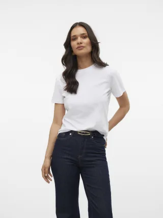 VERO MODA - VMPAULINA SS T-SHIRT JRS NOOS Bright White - Gr. - XS